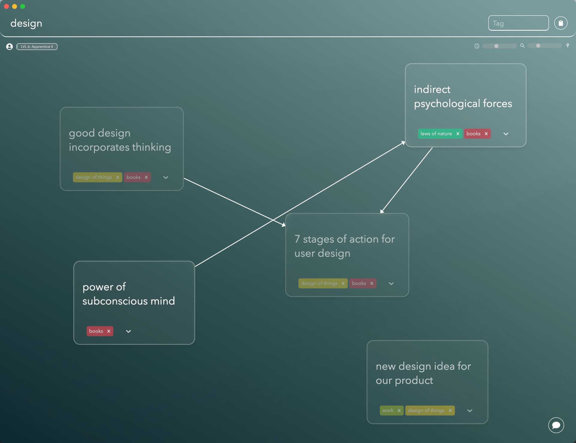 Mind mapping interface top