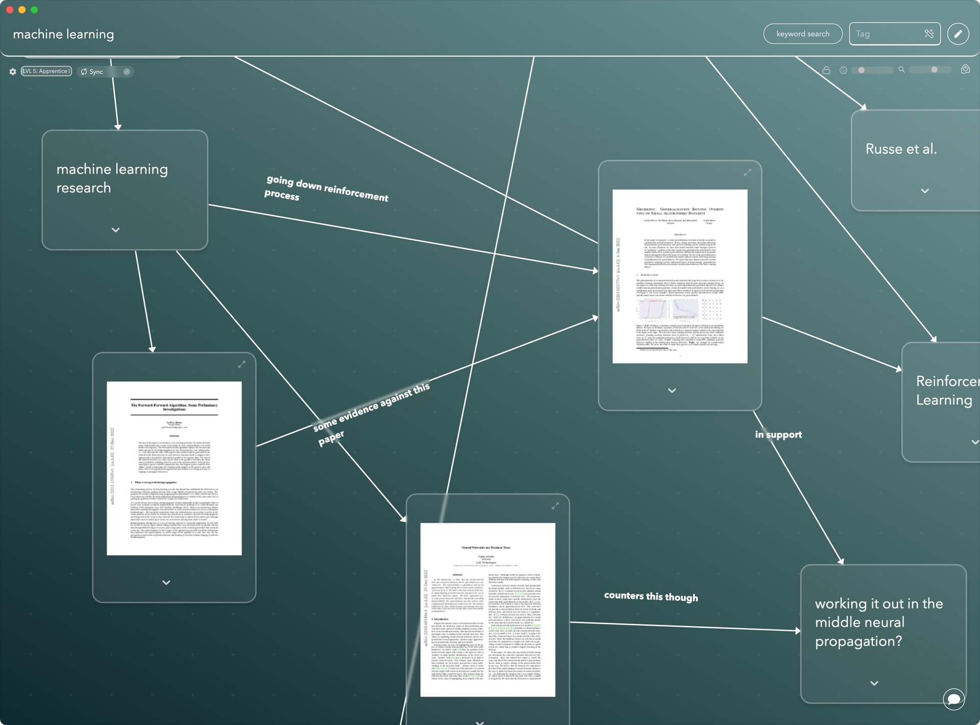 Mind mapping interface top