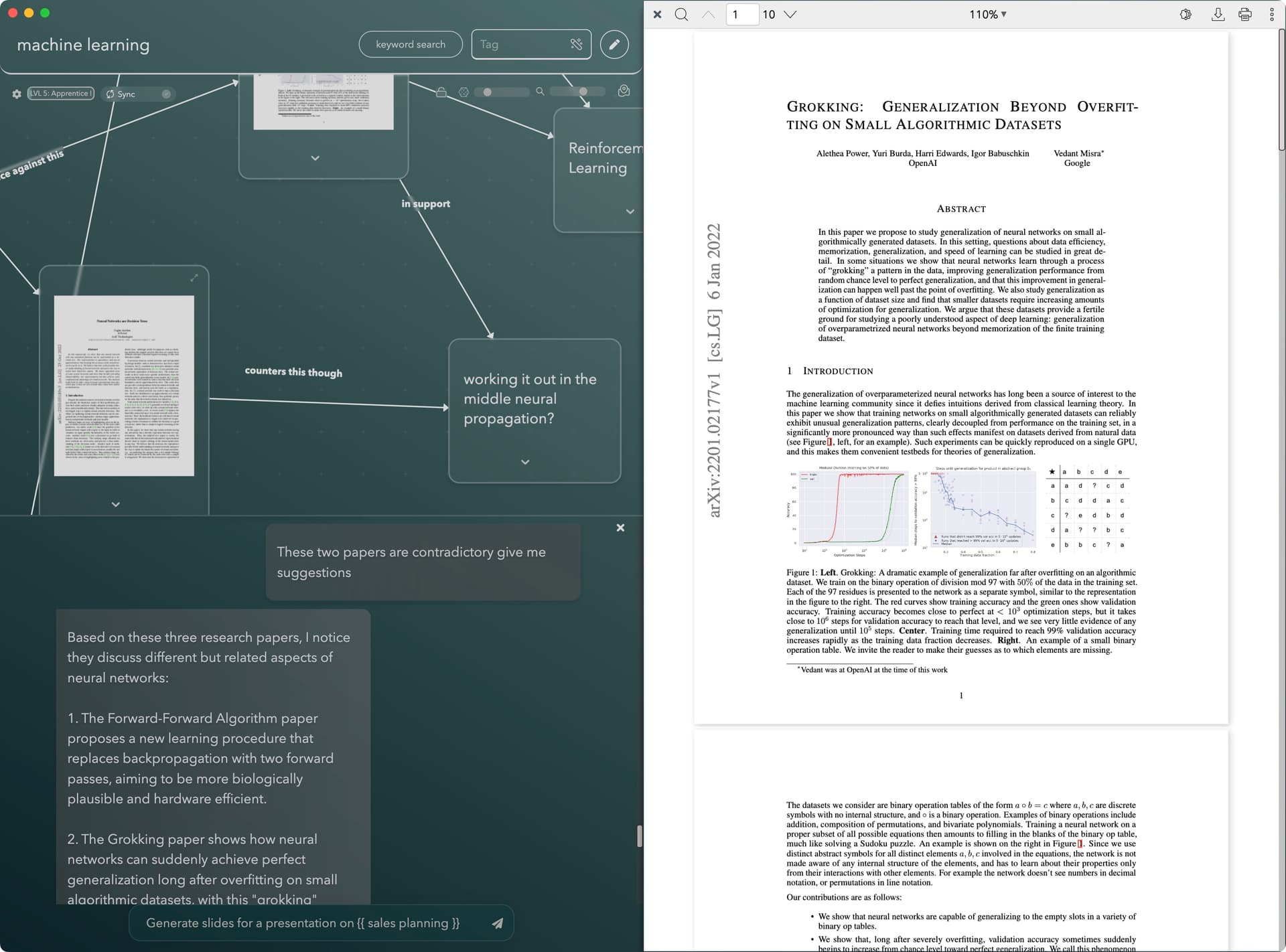 Mind mapping interface top