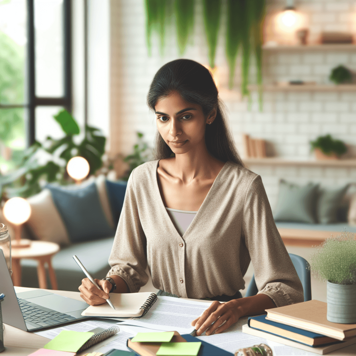 Woman taking notes for her personal knowledge